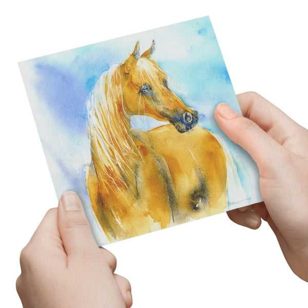 Palomino Horse Free Spirit Greeting Card designed by artist Sheila Gill