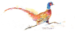 Pheasant Art Picture wild animal Watercolour painting designed by artist Sheila Gill
