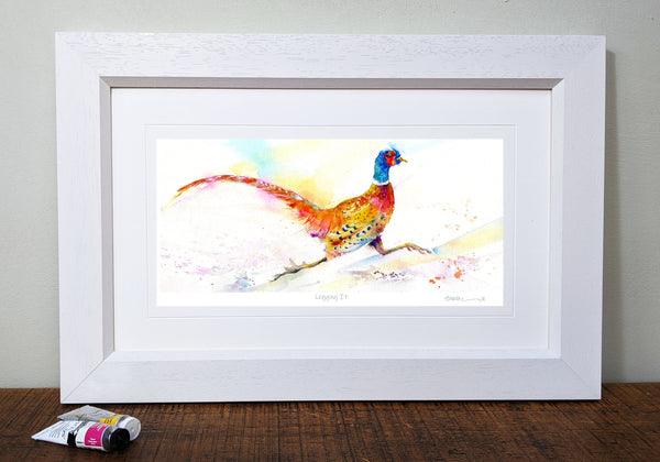 Pheasant Art Picture framed interior country decor designed by artist Sheila Gill