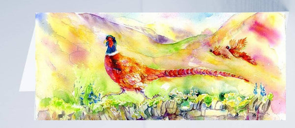 Pheasant Bird Greeting Card designed by artist Sheila Gill