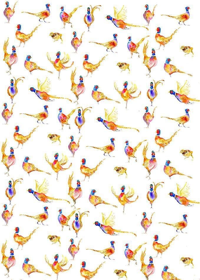Pheasant Gift Wrap designed by artist Sheila Gill
