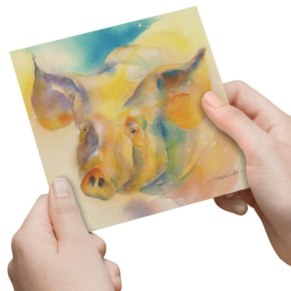 Pig Greeting Card designed by artist Sheila Gill