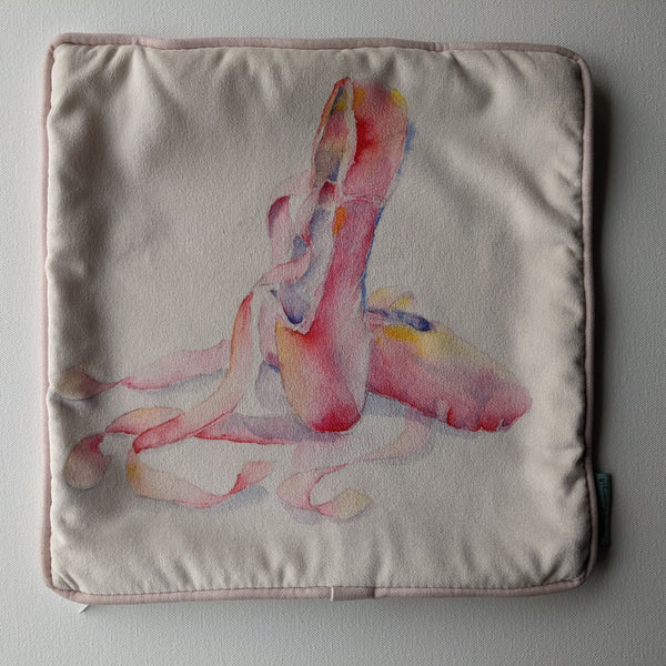 Cushion Cover Only 12 x 12 inches Pink Ballet Slippers Small Cushion Sheila Gill Fine Art
