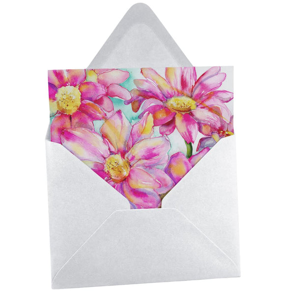 Pink Daisies Greeting Card designed by artist Sheila Gill