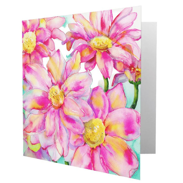 Pink Daisies Greeting Card designed by artist Sheila Gill