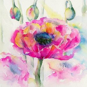 Pink Poppy Flower Card