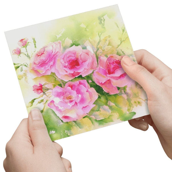 Pink Rose Greeting Card designed by artist Sheila Gill