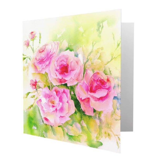 Pink Rose Greeting Card designed by artist Sheila Gill