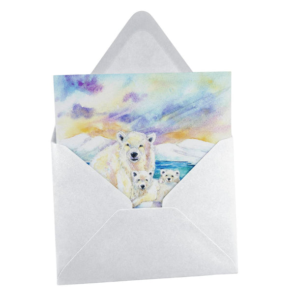 Polar Bears Greeting Card designed by artist Sheila Gill