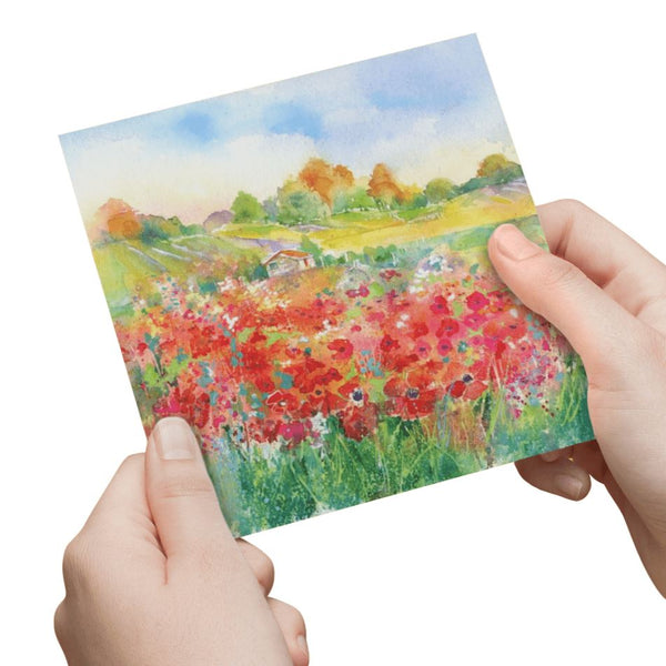 Poppy Field Greeting Card designed by artist Sheila Gill