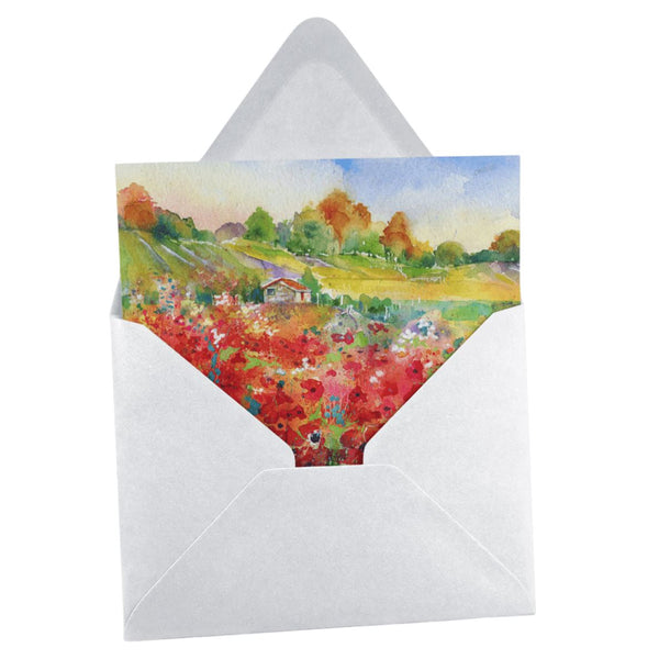 Poppy Field Greeting Card designed by artist Sheila Gill