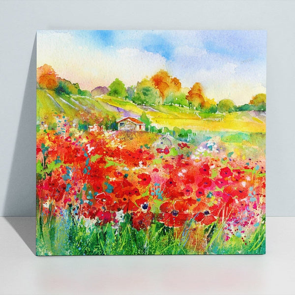 Poppy Field - Landscape Canvas Art Print designed by artist Sheila Gill
