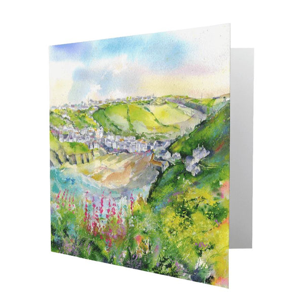 Port Isaac Cornwall Greeting Card designed by artist Sheila Gill