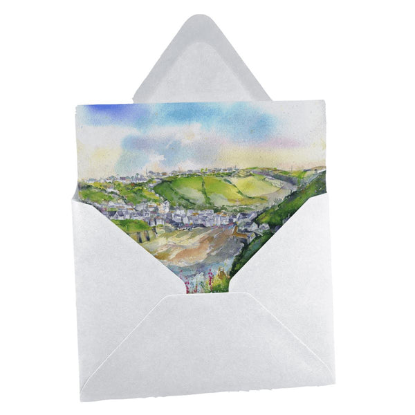 Port Isaac Cornwall Greeting Card designed by artist Sheila Gill