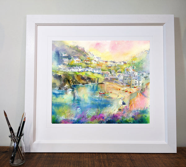 Port Isaac Harbour, Cornwall Art Print designed by artist Sheila Gill