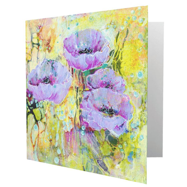 Purple Poppy Floral Greeting Card designed by artist Sheila Gill