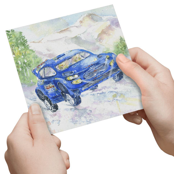 Rally Car Greeting Card designed by artist Sheila Gill