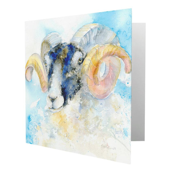 Ram Sheep Greeting Card designed by artist Sheila Gill