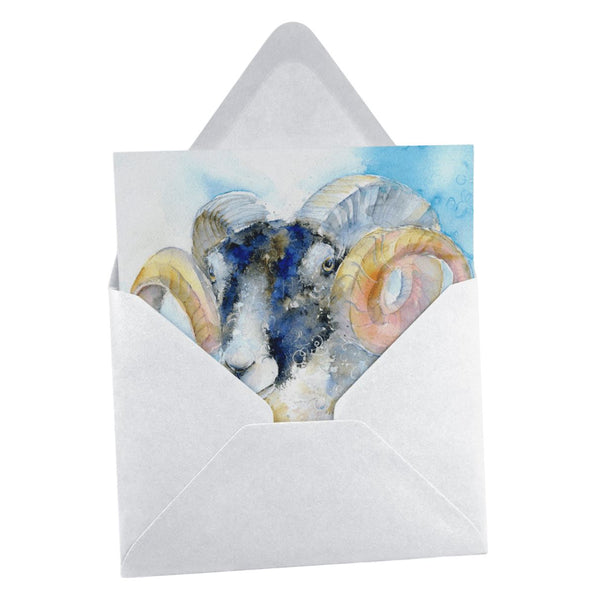 Ram Sheep Greeting Card designed by artist Sheila Gill