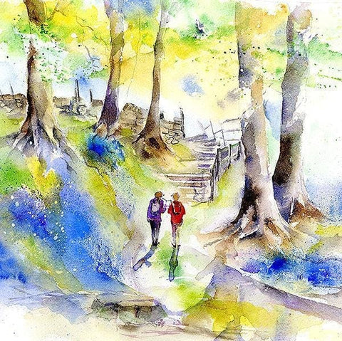 Hiking Greeting Card designed by artist Sheila Gill