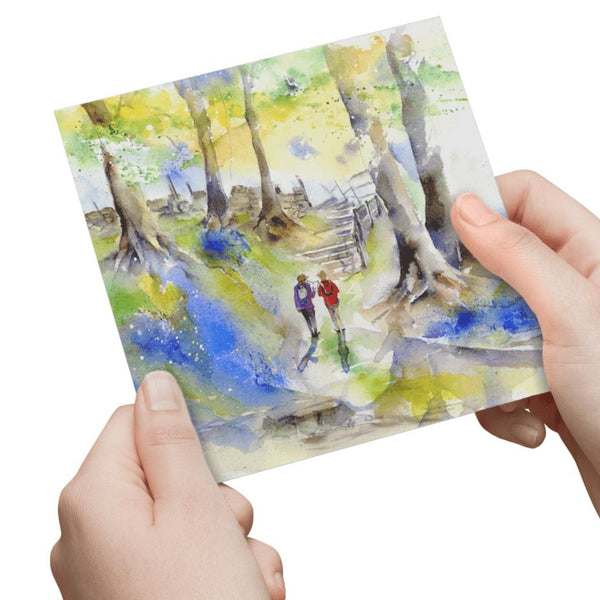 Hiking Greeting Card designed by artist Sheila Gill