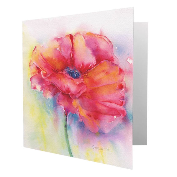 Red Poppy Greeting Card designed by artist Sheila Gill