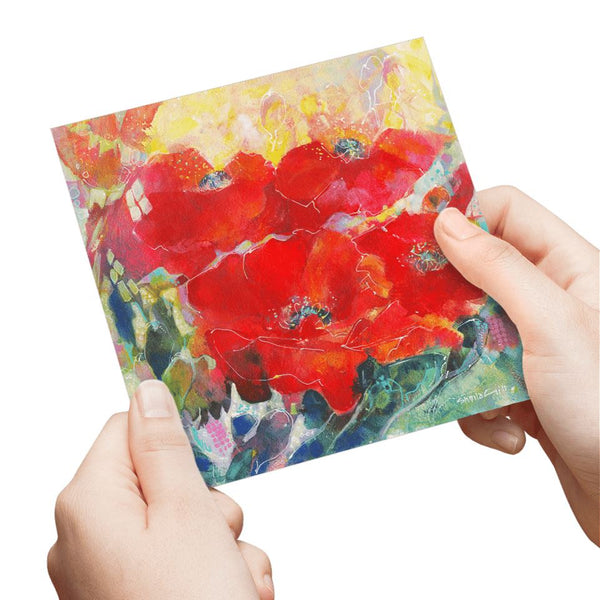 Red Poppies Greeting Card designed by artist Sheila Gill
