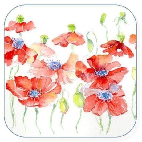 Red Poppy Flower Coaster Sheila Gill Fine Art