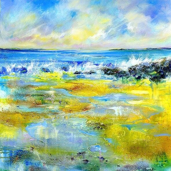 Reflections - Seascape Art Print Beach and sea painting designed by artist Sheila Gill
