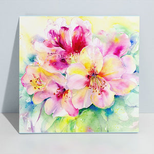 Rhododendron Flowers Canvas Art Print designed by artist Sheila Gill
