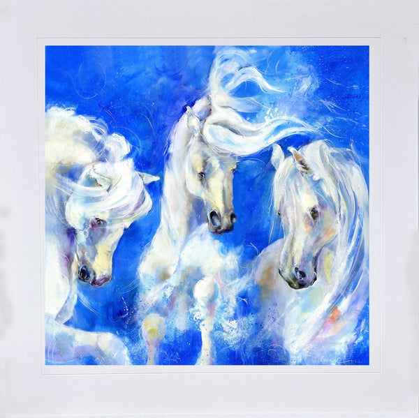 White Spanish Horse Art Print designed by artist Sheila Gill
