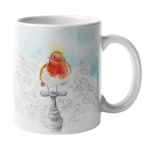 Robin Ceramic Mug British garden song bird designed by artist Sheila Gill
