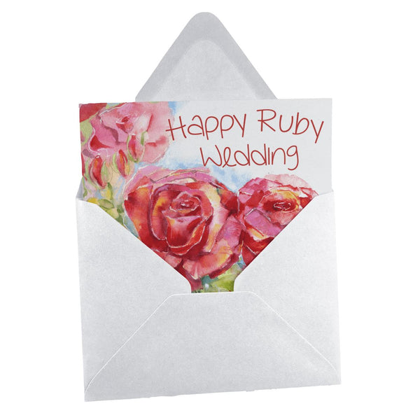 Ruby Wedding Anniversary Card designed by artist Sheila Gill