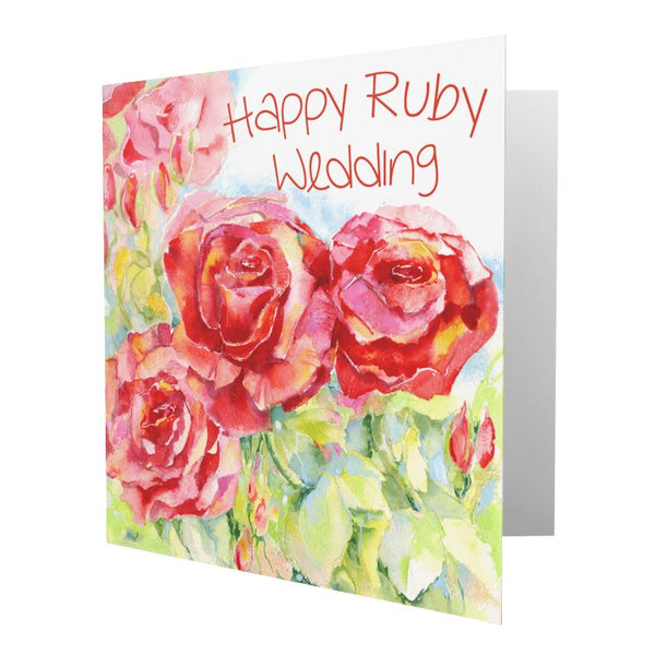 Ruby Wedding Anniversary Card designed by artist Sheila Gill