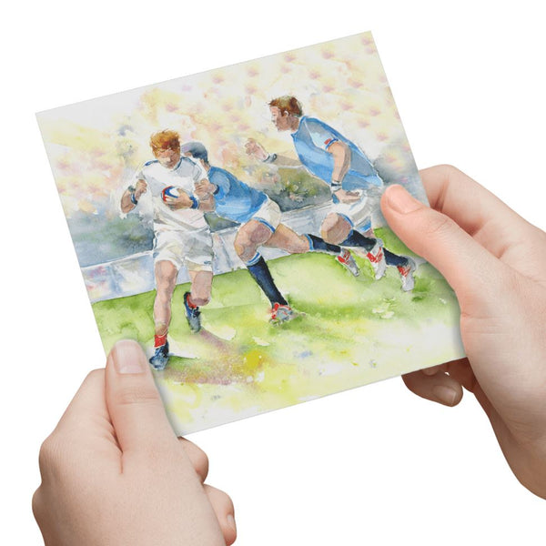 Rugby Greeting Card designed by artist Sheila Gill