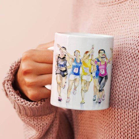 Runners China Mug designed by artist Sheila Gill
