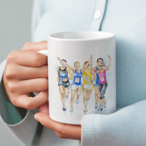 Marathon Runners China Mug designed by artist Sheila Gill