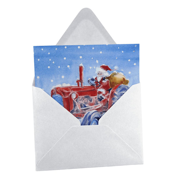Santa's Tractor Christmas Card Pack Sheila Gill Fine Art