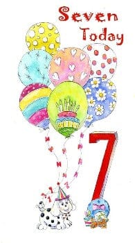 Seven Today Birthday Greeting Card designed by artist Sheila Gill