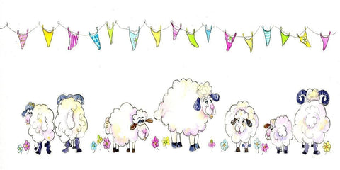 Fluff Balls Sheep Greeting Card designed by artist Sheila Gill