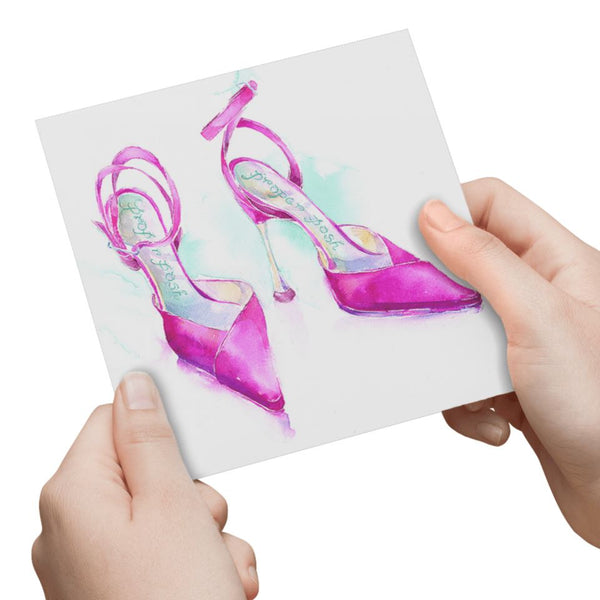 Pink Shoes Greeting Card designed by artist Sheila Gill