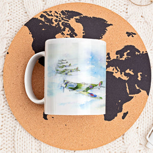 Spitfire Airplane China Mug designed by artist Sheila Gill
