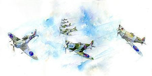 Spitfire Airplane Greeting Card designed by artist Sheila Gill