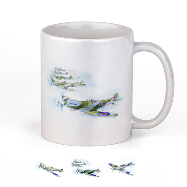 Spitfire WW2 Airplane Ceramic Mug designed by artist Sheila Gill
