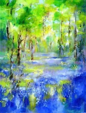 Spring Bluebells Art Picture Landscape Oil painting  by artist Sheila Gill
