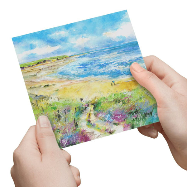 St George's Bay Cornwall Greeting Card designed by artist Sheila Gill