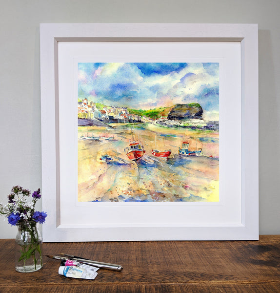 Staithes, North Yorkshire Art Print designed by artist Sheila Gill