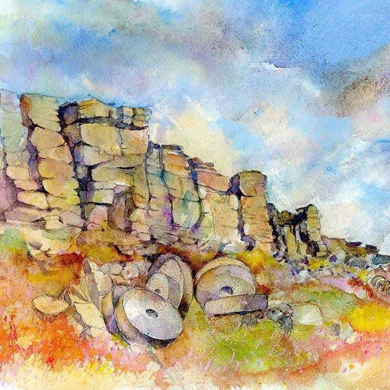 Stanage Edge Derbyshire Greeting Card designed by artist Sheila Gill