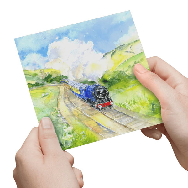 Steam Train Greeting Card designed by artist Sheila Gill