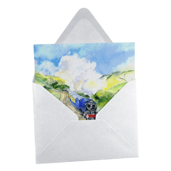 Steam Train Greeting Card designed by artist Sheila Gill